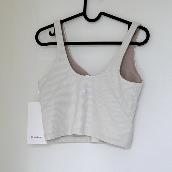 Lululemon Align Ribbed Tank Shine, Tan Ivory Cream BATF, Size 8, NWT - Picture 5 of 5
